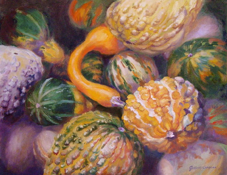 Still Life with Gourds, 14 x 18